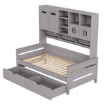 Wooden Sofa Bed 90x200 cm with Large Storage Drawer, Grey