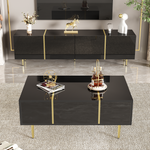 TV Cabinet and Coffee Table Set, High Gloss, Black