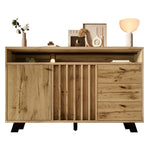 Vintage Sideboard Cabinet 3 Drawers 2 Doors Slatted Front 120cm - Dark Oak