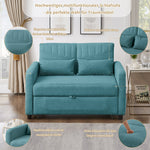 Sofa Bed, Two-Seater Folding Extendable, Three-Level Adjustable Backrest, Cotton Linen Fabric