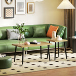 Coffee Table Set of 2, Side Tables with Steel Frame, Natural