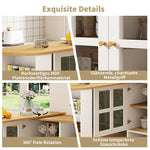360° Rotating Sideboard - Multifunctional Dining Bar, 5 Shelves & Glass - White
