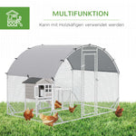 Chicken Coop Free-Range Enclosure, UV-Resistant Cover, Steel Silver