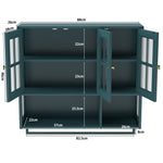 Bathroom Wall Cabinet 3-Door Wooden Glass Door Towel Bar - Dark Green