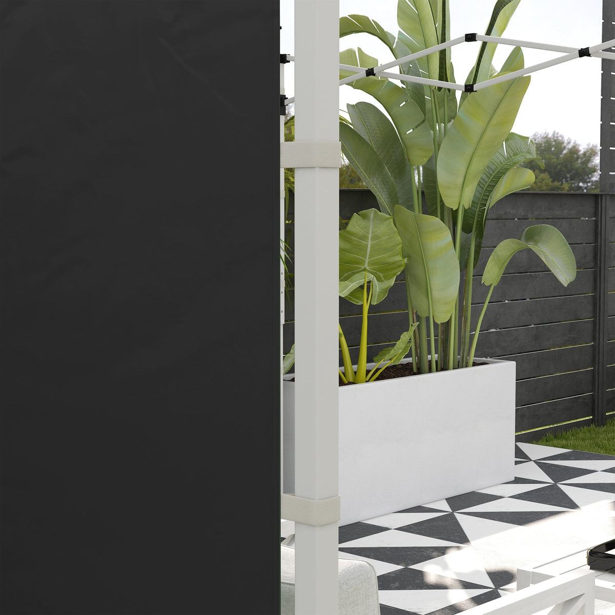 Gazebo Side Panels, 3x3/3x6 m, Window, Waterproof, Black Oxford Fabric