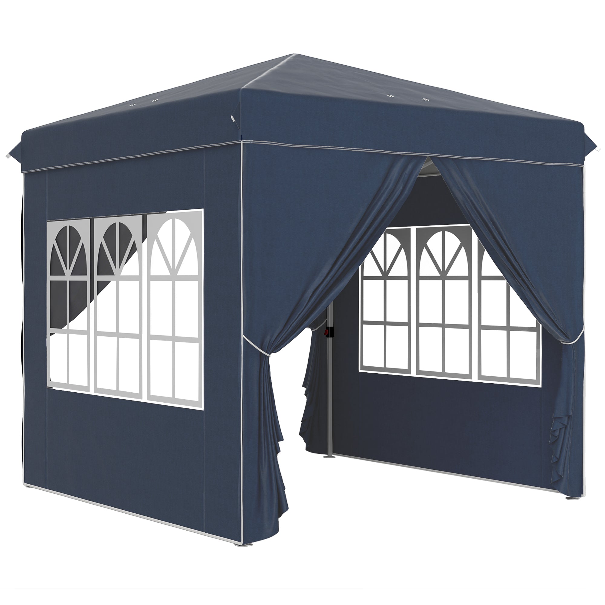Pavilion Pop-up Folding 2.5x2.5m Water-Repellent UV 50+ with 4 Side Panels, Dark Blue