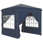Pavilion Pop-up Folding 2.5x2.5m Water-Repellent UV 50+ with 4 Side Panels, Dark Blue
