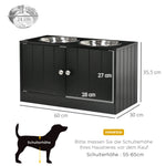 Dog Bowls, Elevated Feeding Station with 2 Stainless Steel Bowls, Black