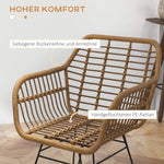 Set of 2 Kitchen Chairs Boho Style PE Rattan - Natural/Black