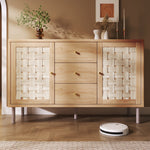 Country-style Chest of Drawers, 120x40x75 cm with 2 Doors and 3 Drawers, Oak-colored
