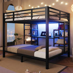 Bunk Bed 90/140x200 cm with Storage, USB & LED, Black Metal