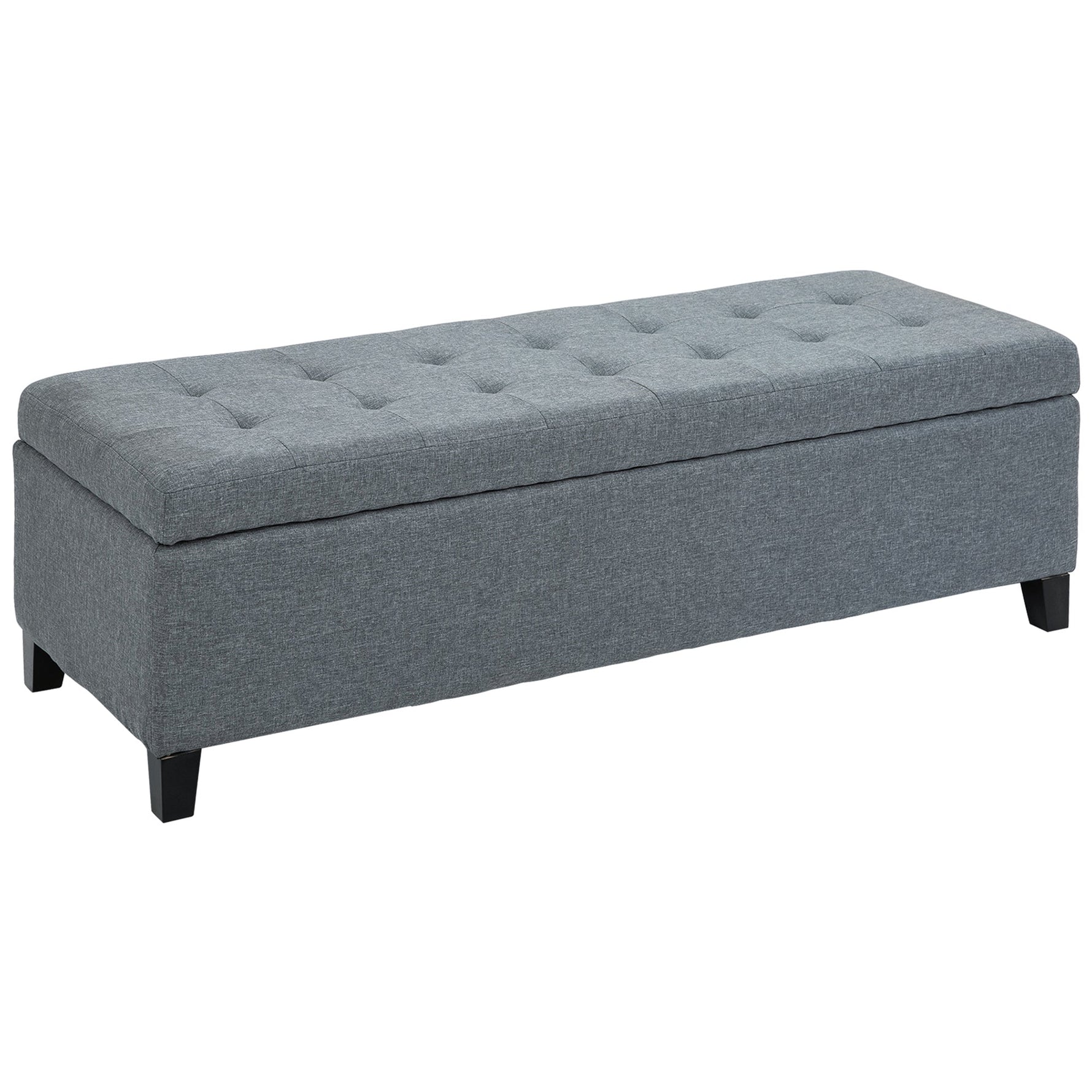 Upholstered Storage Bench with Lid, Linen Look, Grey