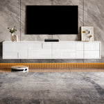 Modern TV Stand 170cm, Floating/Freestanding, 3 Doors 2 Drawers, High-Gloss White