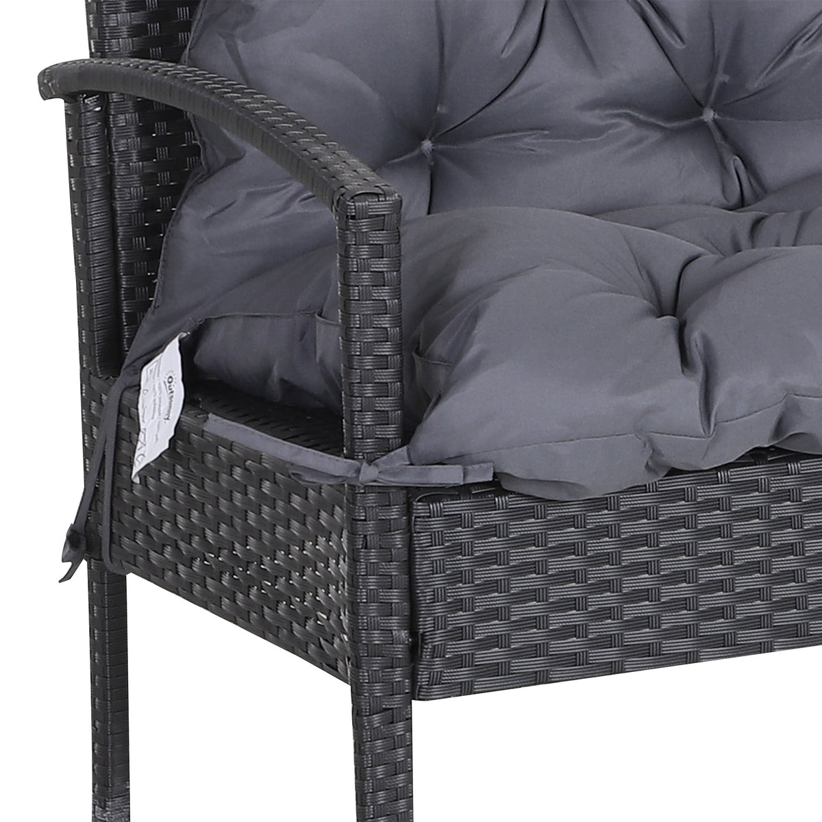 Garden Bench Seat Cushion 100x98x8cm Comfortable Weatherproof Dark Grey Cotton