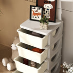 Storage Boxes 4 Large Drawers Rounded Edges 37x37x76cm - Plastic Cream White