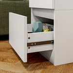Bedside Table, 2 Drawers Storage Nightstand, White