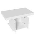 Panel Bed 140x200cm Hydraulic Storage USB-C LED Lighting White