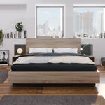 Double Bed Frame Set 160x200cm Modern 2 Bedside Tables, Sonoma Oak/Dark Grey Wood
