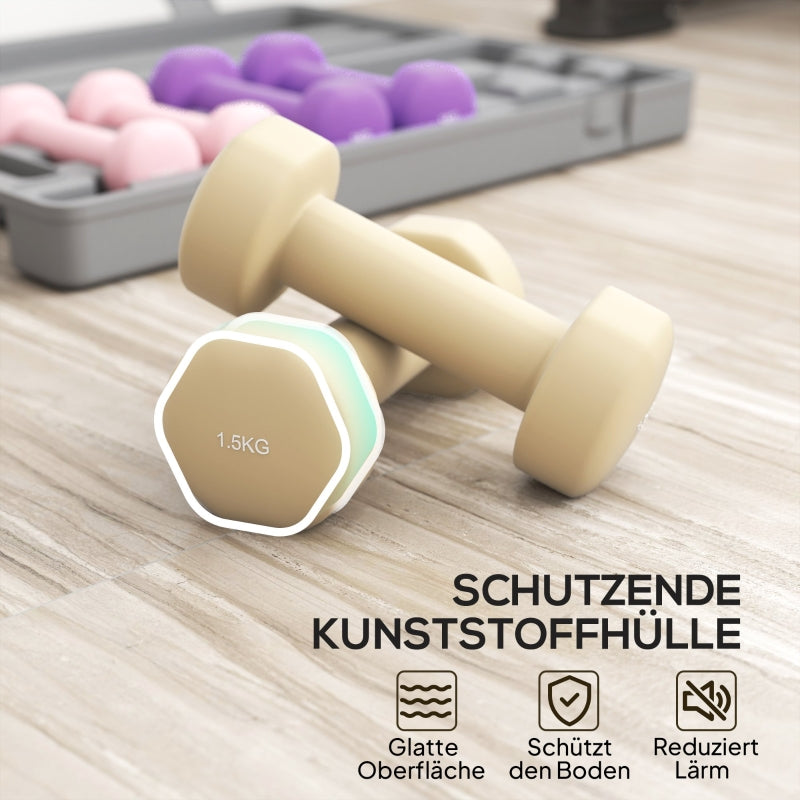 Dumbbell Set 6-Piece Adjustable 0.5/1/1.5kg Weights with Case