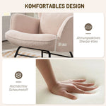 Rocking Chair & Footstool, High Back, Soft Fleece, Wooden Legs, Beige