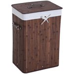 Laundry Basket 72L Foldable Washable Bamboo Dark Brown
