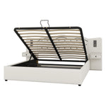 Upholstered Bed 180x200cm Hydraulic Lift Storage Headboard USB Lamps - Beige