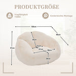 Soft Plush Beanbag Sofa with Non-Slip Base and Memory Foam, White Artificial Rabbit Fur