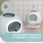 Cat Litter Box with Skylight, Bottom Tray & Scoop, Portable, Lake Blue PP ABS