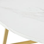 Round Dining Table Unique Metal Frame Marble Pattern White/Gold