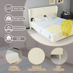 Upholstered Bed with Soft Headboard & Mattress, 160x200cm, Beige