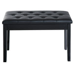 Piano Stool Bench with Storage, Rubber Wood Black Faux Leather