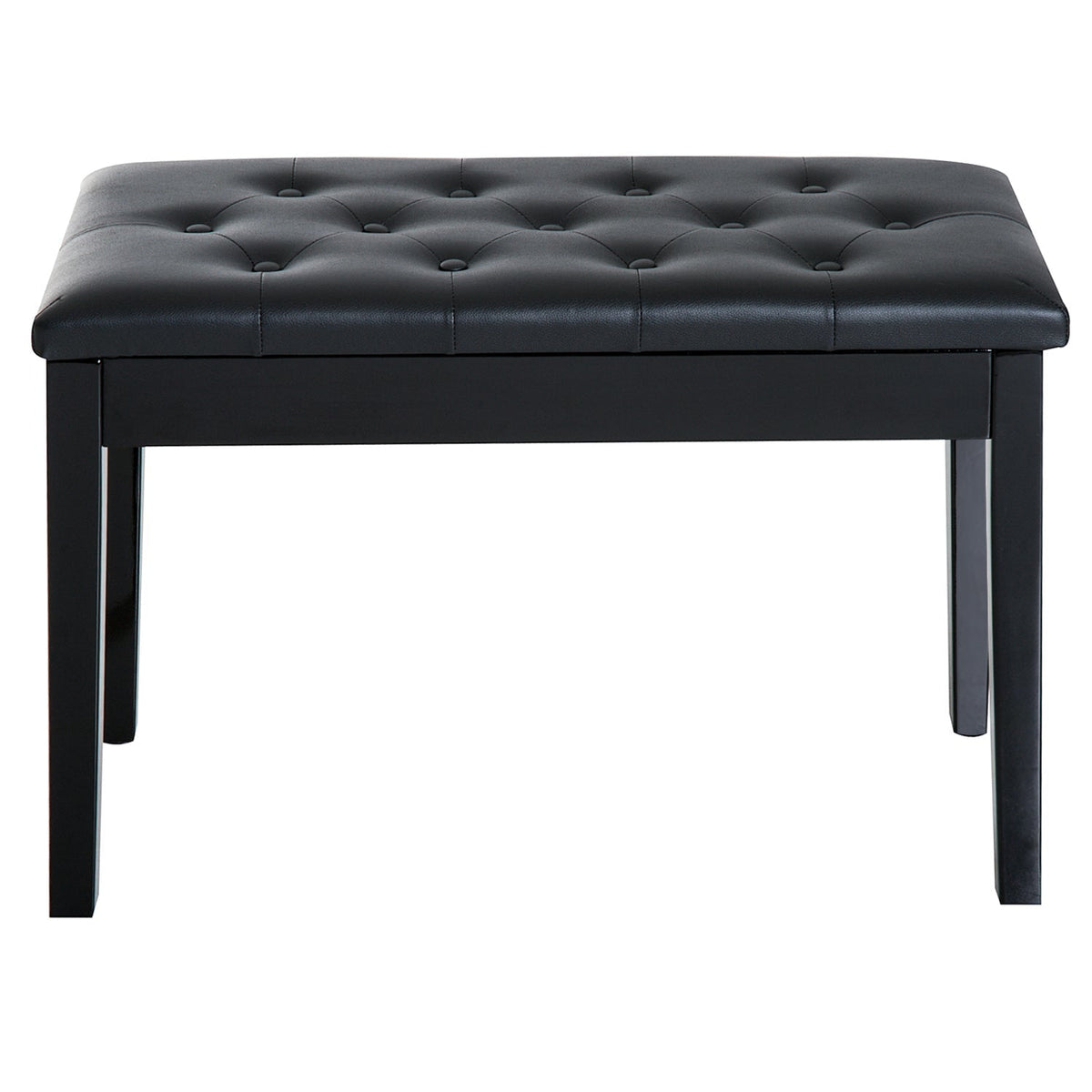 Piano Stool Bench with Storage, Rubber Wood Black Faux Leather