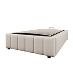 Upholstered Bed 90x200cm Hydraulic Storage - Beige