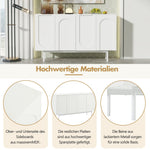 Sideboard, Minimalist Arched Pattern 4-Door, Pure White