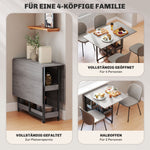 Folding Dining Table, 2-4 People Mobile with 2 Open Shelves, Gray