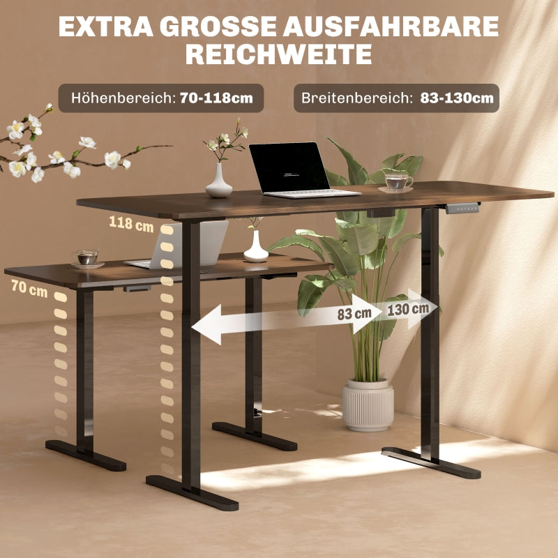 Height Adjustable Desk Frame Electric, 2 Motors, 3 Memory Control, Black