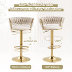 Velvet Swivel Bar Stool 2-Piece Set, Handcrafted Backrest, Adjustable Height, Upholstered
