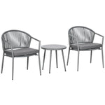 Seating Group 2 Chairs Coffee Table Balcony Furniture Steel Grey
