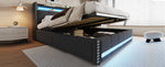Upholstered Bed 180x200cm LED/USB Hydraulic Storage Linen Fabric Grey