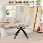Armchair Swivel Lounge Chair Steel Legs Velvet Beige