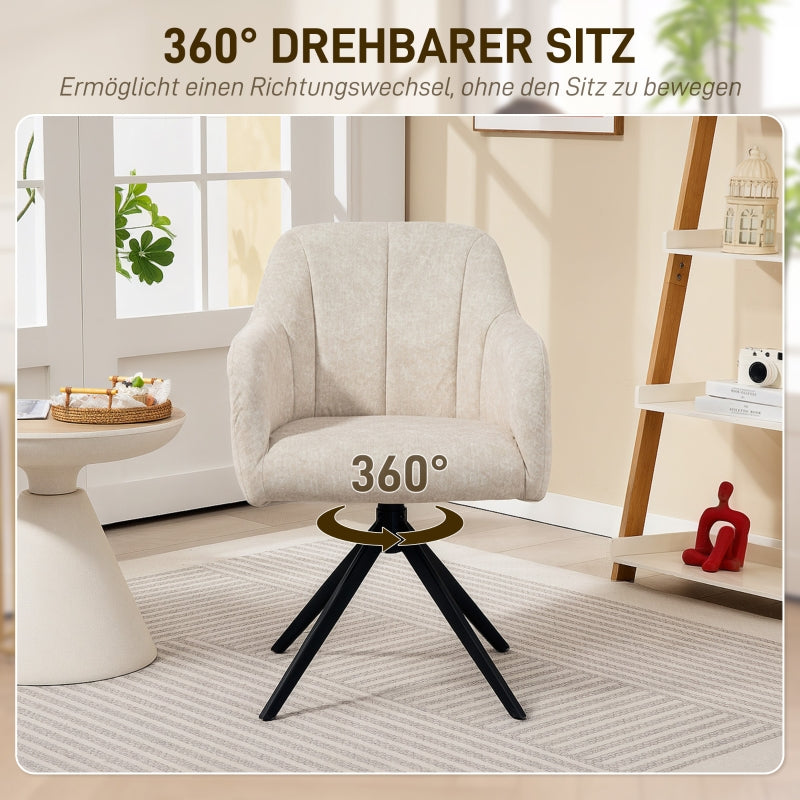 Armchair Swivel Lounge Chair Steel Legs Velvet Beige