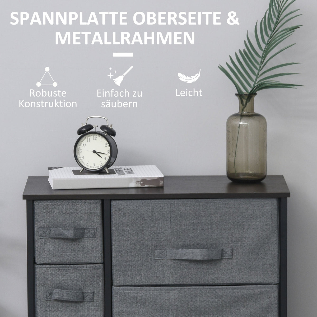 Drawer Cabinet, 7 Foldable Fabric Drawers Metal Frame, Gray