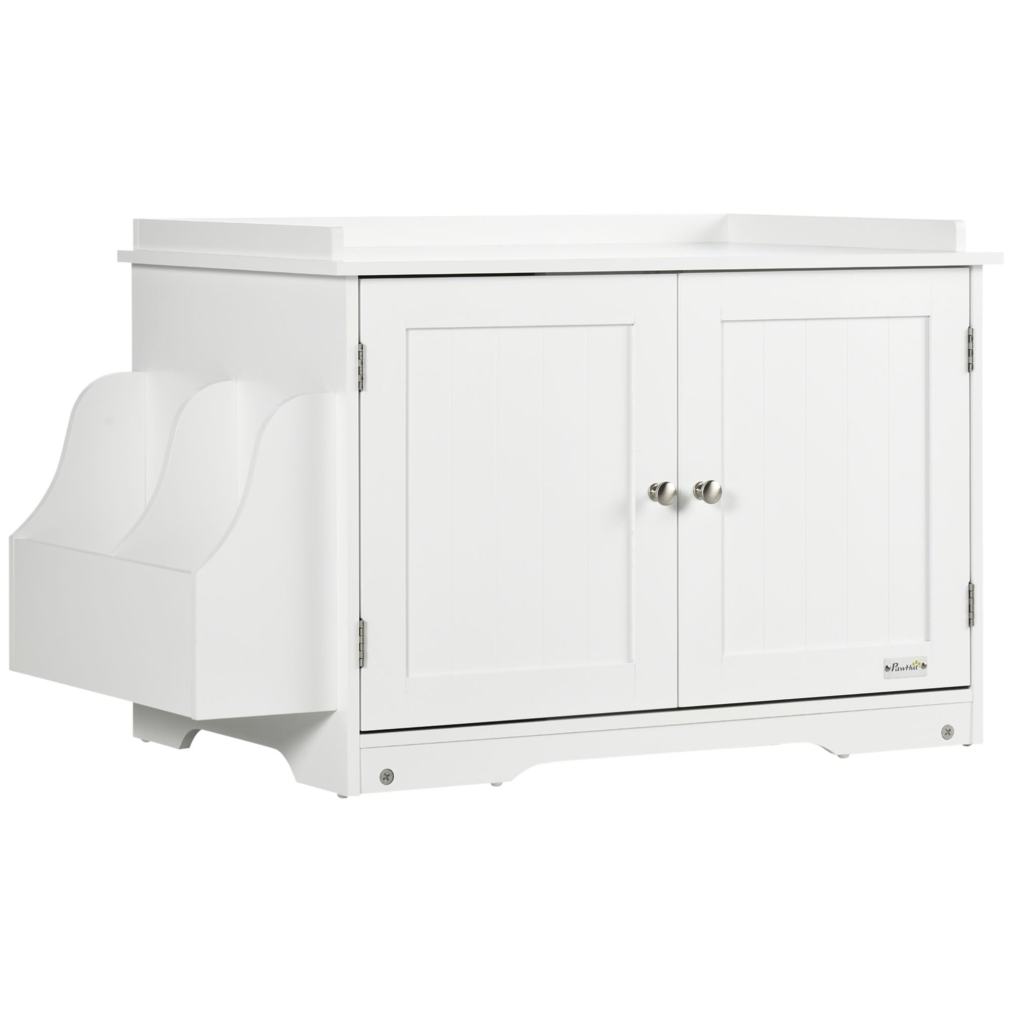 Cat Litter Box, Adjustable Divider Magnetic Doors, White