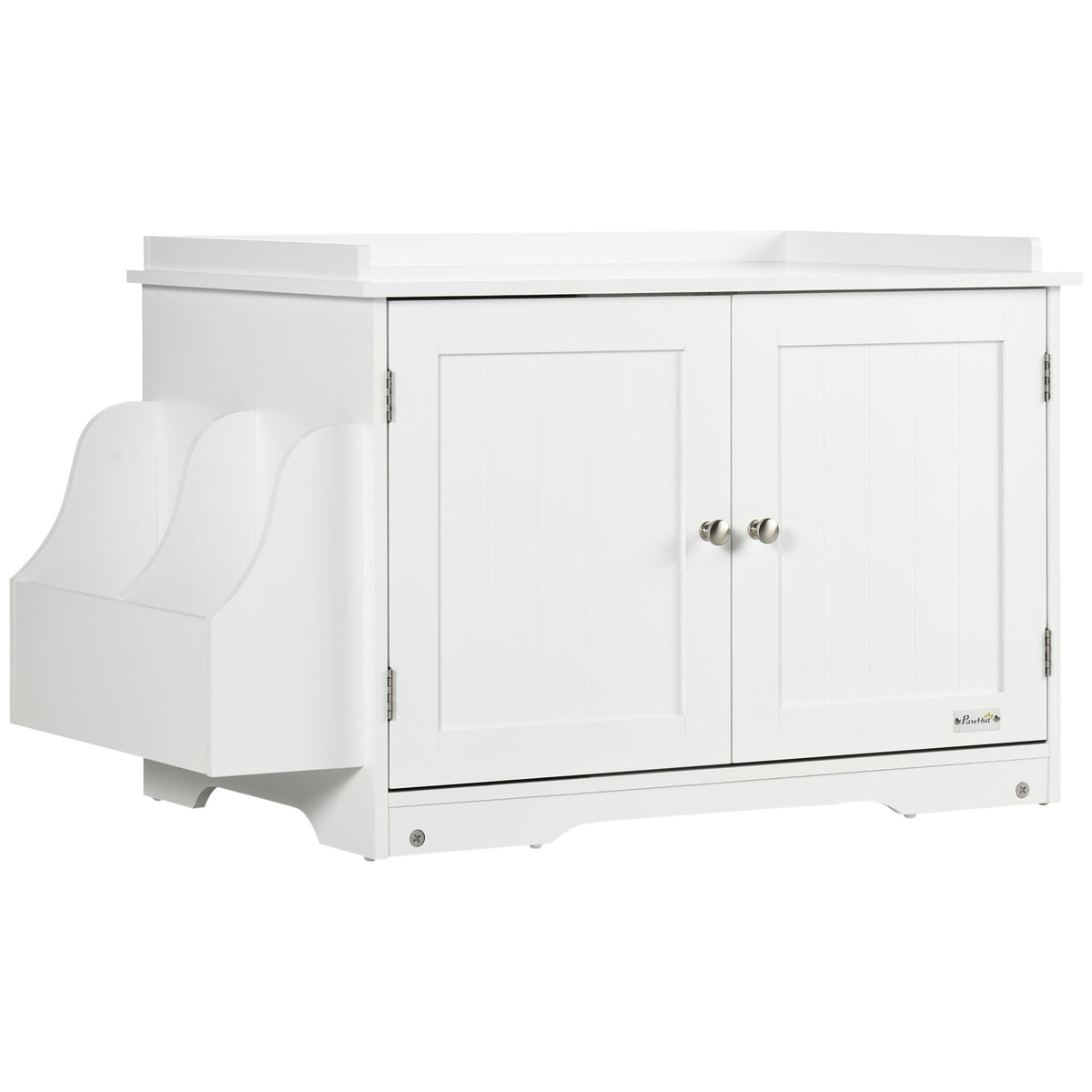 Cat Litter Box, Adjustable Divider Magnetic Doors, White