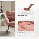 009B Rocking Chair Modern Padded Extendable Footrest Teddy Fabric Pink
