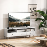 TV Cabinet with Drawers, 3 Open Compartments, Cable Management, White