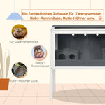 Hamster Cage, 2 Huts, 82 x 45 x 81 cm, Grey Wood
