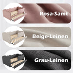 Upholstered Single Bed 90x200cm with LED & Storage, Beige Velvet