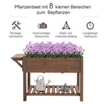 Raised Bed Planter, 8 Grids & Foldable Shelf, Solid Wood, Brown