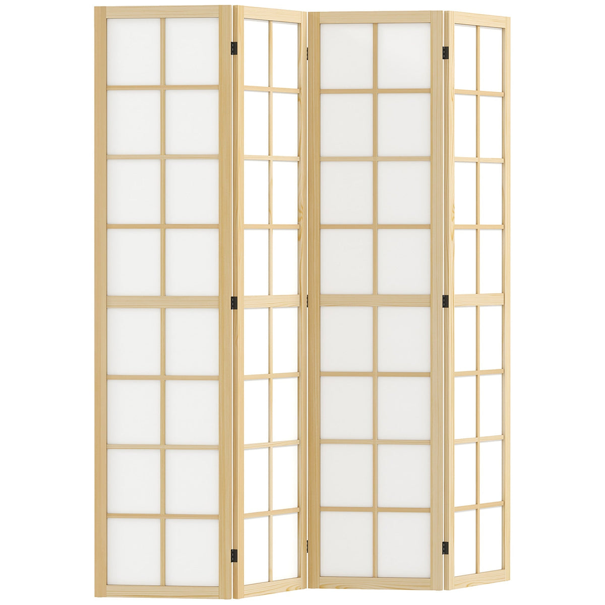 Folding Screen 4-part 160 x 170 cm Room Divider Natural